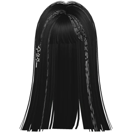 Black Leopard Long Emo Vamp Hair w/ Starclips | Roblox Item