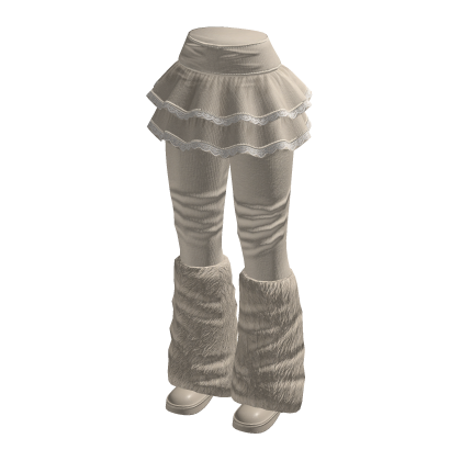 Tiered Skirt with Slouchy Boots (Cream)