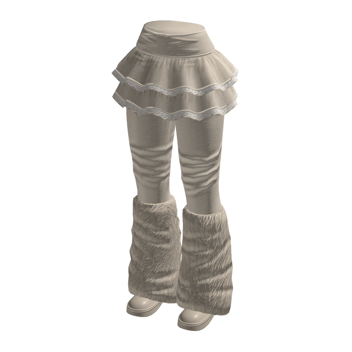 Tiered Skirt with Slouchy Boots (Cream)