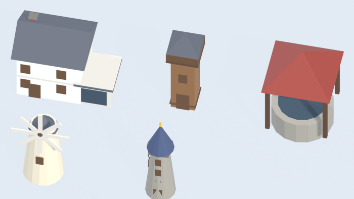 Low Poly Building Pack House Shop Castle x29 preview 10