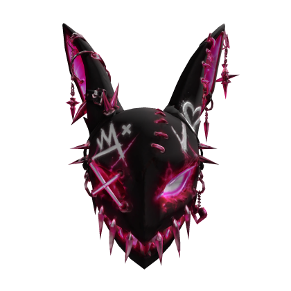 Glowing Mask Devil Bunny Cyberpunk Emissive Black