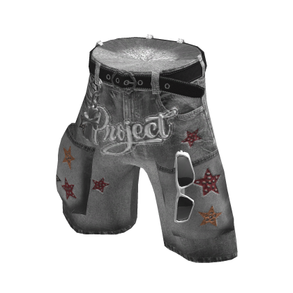 💜 Y2K Vintage Star Denim Jorts Pants_White thumbnail