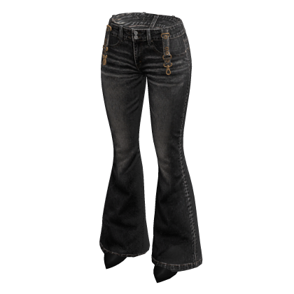 Button Front Flared Jeans (Black)