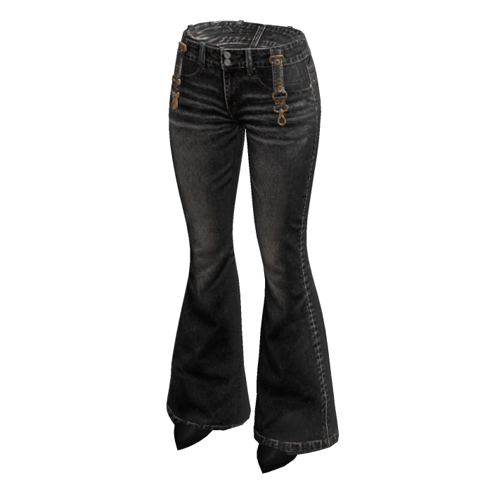 Button Front Flared Jeans (Black)