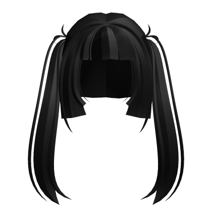 Anime Cute Messy Black Pigtails Hair with Bangs