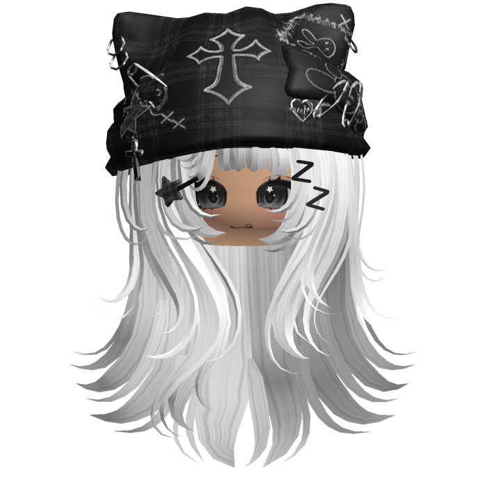 White Cross Beret Emo Girl Hair