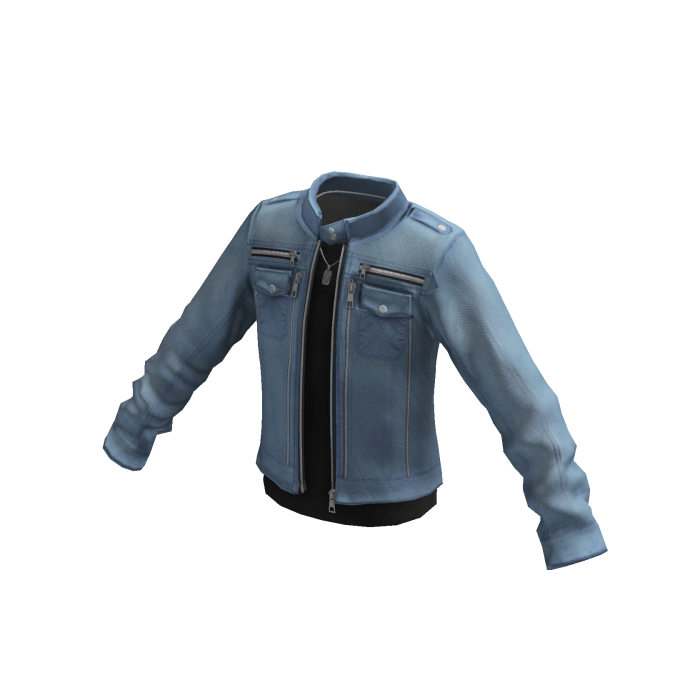 Y2K Streetwear Moto Jacket w/ Chain (Blue)