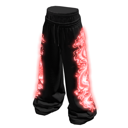 Glowing Emissive Sweatpants w/ Red Dragon Print