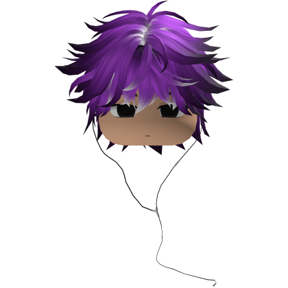 Y2K emo boy with headphones, purple white hair