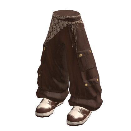 Vintage Lace Cargo Pants (Brown)