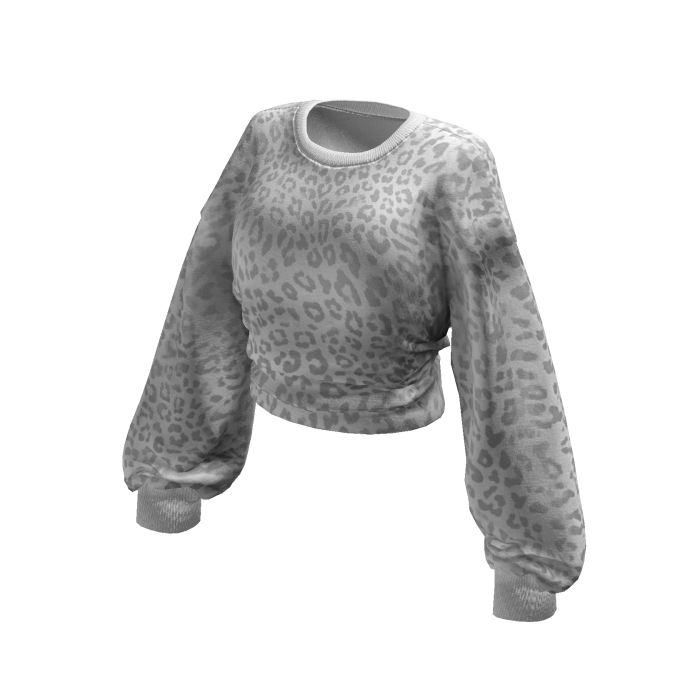 White Leopard Cropped Long Sleeve Baggy Sweater