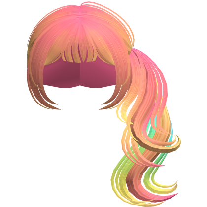 Preppy Dolly Curled Side Ponytail (Rainbow)