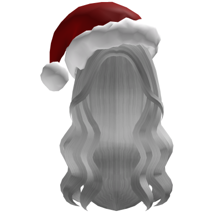 Wavy White Hair w/ Christman Santa Hat thumbnail