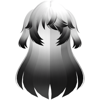 fischl long fluffy hair w ponytails white black Roblox item
