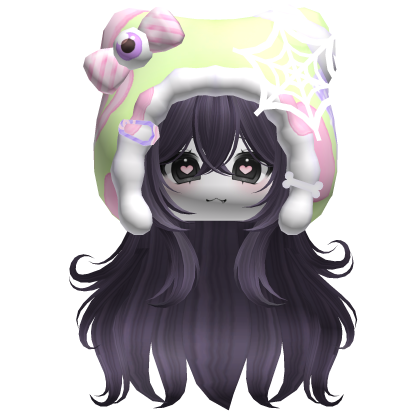 Kawaii Anime Hair w/ Pastel Goth Hood  (Purple)