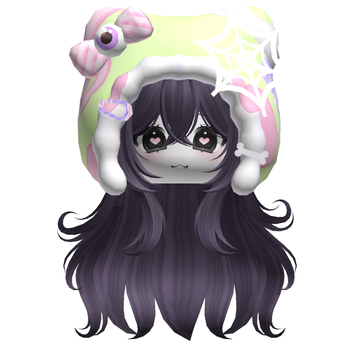 Kawaii Anime Hair w/ Pastel Goth Hood  (Purple)
