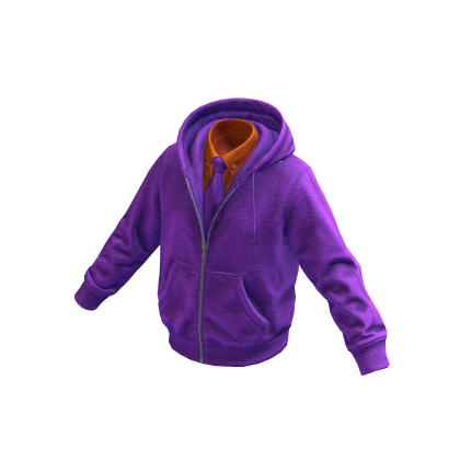 Purple-Orange Layered Hoodie w/ Shirt & Tie 