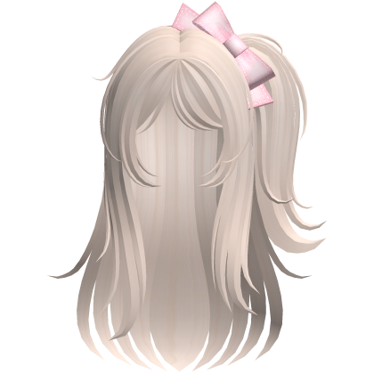 ♡ wispy blonde hair w/ side ponytail & bow Roblox item