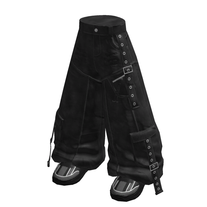 Strap Cargo Baggy Pants (black)