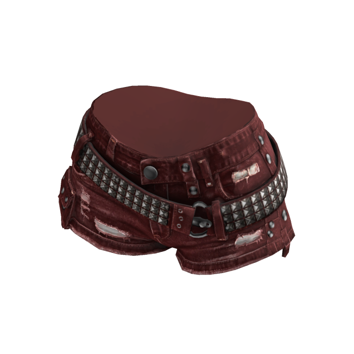 Grunge Studded Denim Shorts (Red)