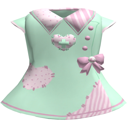 ♡ minty patchwork nurse doll dress Roblox item
