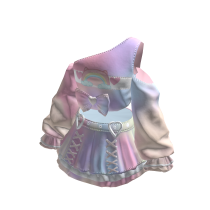Rainbow Kawaii Bowdream Dollcore Shirt&Skirt