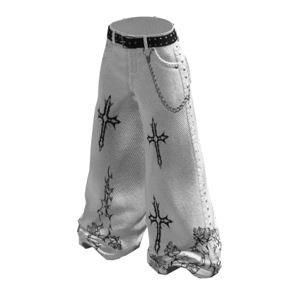 Baggy Punk Goth Jeans White