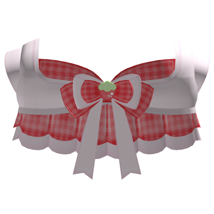 ‿ ♡ ۫ cute plaid strawberry ruffle tee , red Roblox item