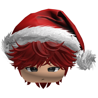 Messy Fluffy Red Dark Hair a Santa Hat Y2k Roblox item