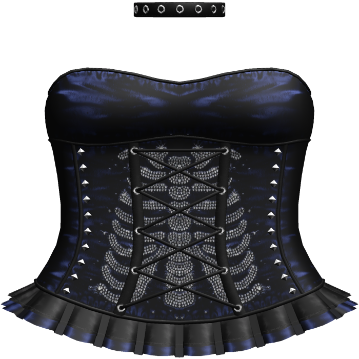 Emo Rhinestone Skeleton Dress in Blue & Black
