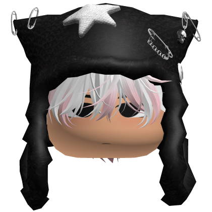 Cute boy w Anime Hair Y2K Ushanka (White n Pink) Roblox item