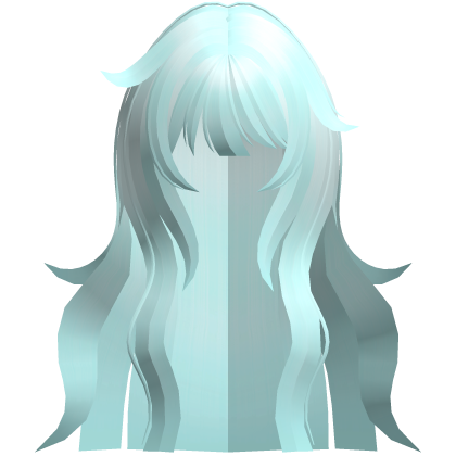 long fluffy messy anime flowy hair teal