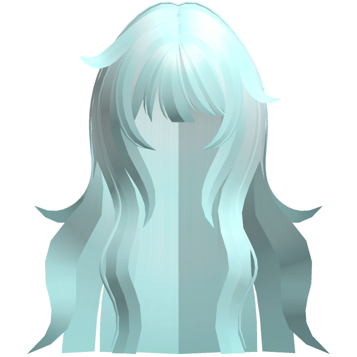long fluffy messy anime flowy hair teal