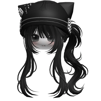 Messy Ponytail W/ Punk Kitty Cap Black thumbnail