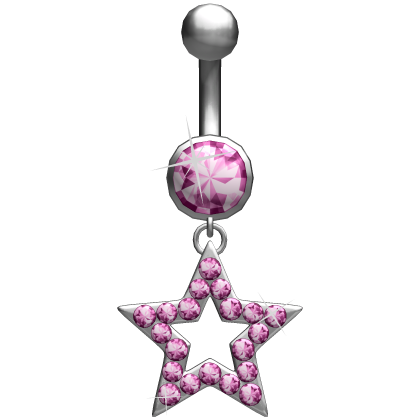 Oversized Scene Star Pink Belly Ring Piercing 