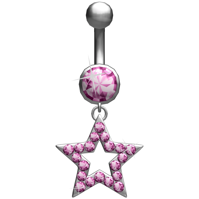Oversized Scene Star Pink Belly Ring Piercing 