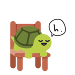 turtle sitting on a chair saying h fan group