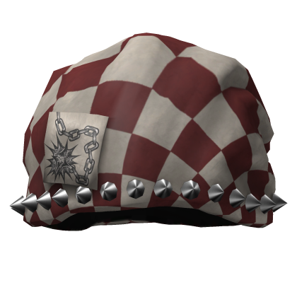 Red Studded Checker Jester Hat