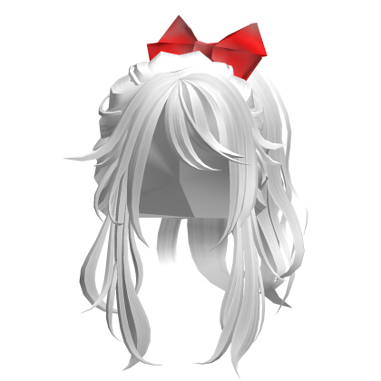 Cute Ponytail w Bow - White Roblox item