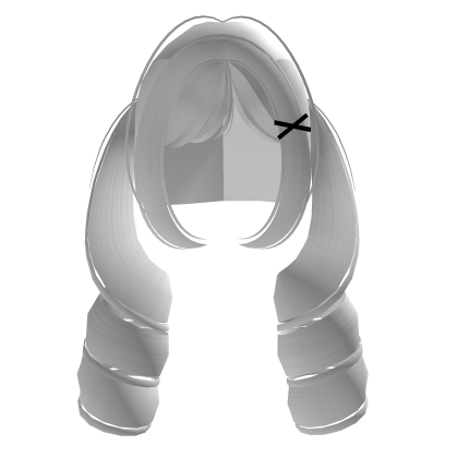 ♡꒰cute white pigtails with hair clips Roblox item