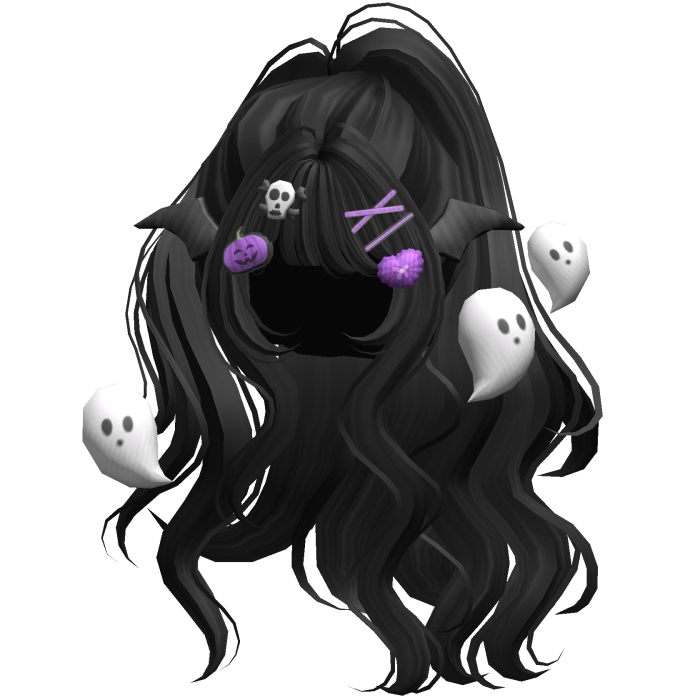 Black Halloween Hairclips Wavy Half Down