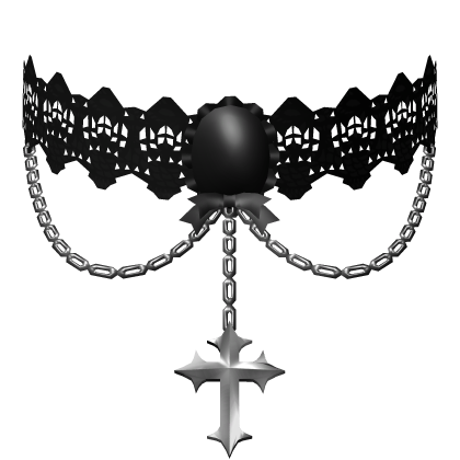 gothic lace choker & cross 3.0 black silver