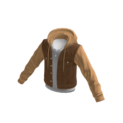 Y2K Layered Corduroy Hoodie Jacket (Orange) thumbnail