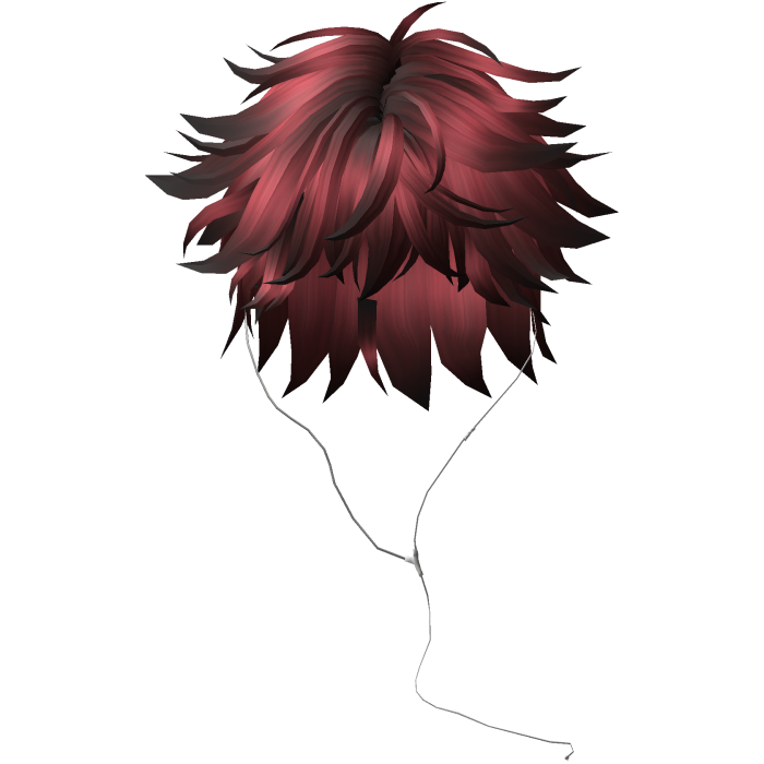 Y2K emo boy with headphones, red black hair