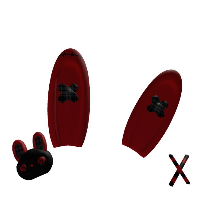 vkei plaid goth emo bunny ears red black clockwork