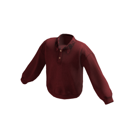 Baggy Collared Polo Sweater Red thumbnail