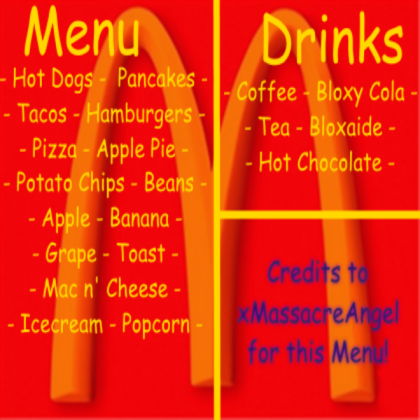 outdated mc donald menu (for welcome to bloxburg) Roblox decal