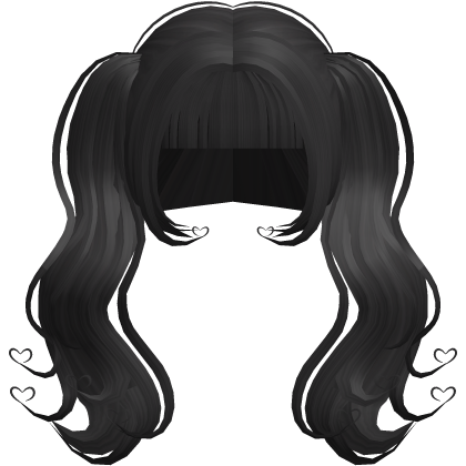 ʚiɞ ．adorb heart dolly pigtail in light black ♡  Roblox item
