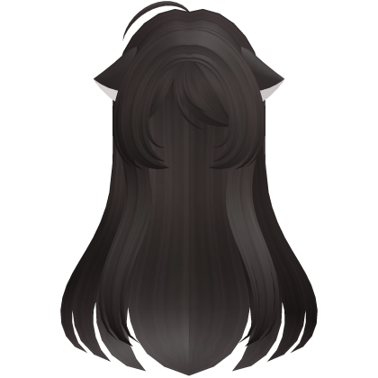 kawaii long straight kitty hair in dark brown