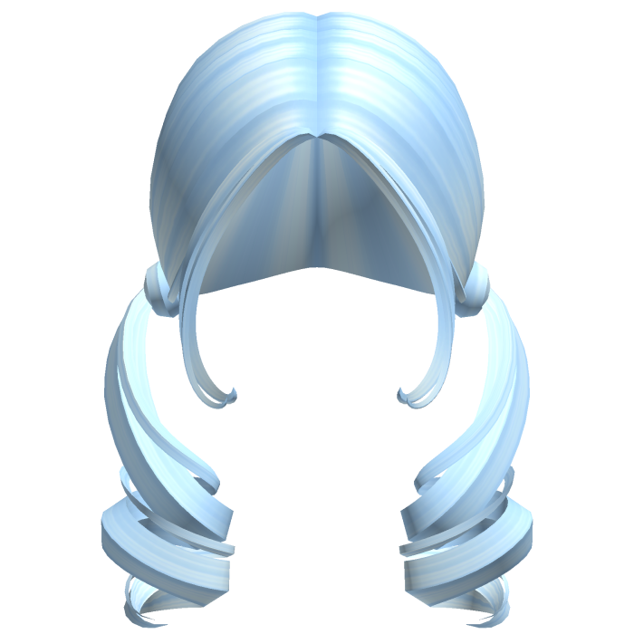 -',ৎ Low Curly Side Fairy Pigtails in Soft Blue
